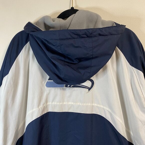 Reebok Seattle Seahawks Onfield Jacket Men's XL Blue Gray Fleece Hooded - Picture 10 of 14
